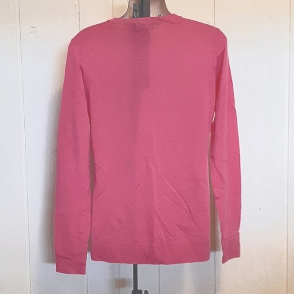 LORD & TAYLOR 100% Extra Fine Merino Wool Classic V-Neck Sweater Med - Picture 4 of 6